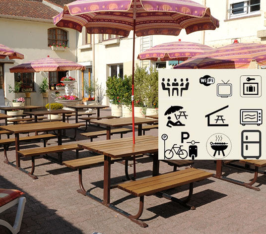 Patio ouvert pour déjeuner sur place
